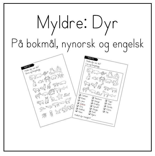Myldre: dyr - Enkle myldrebilder for skriving og lesing på barnetrinnet