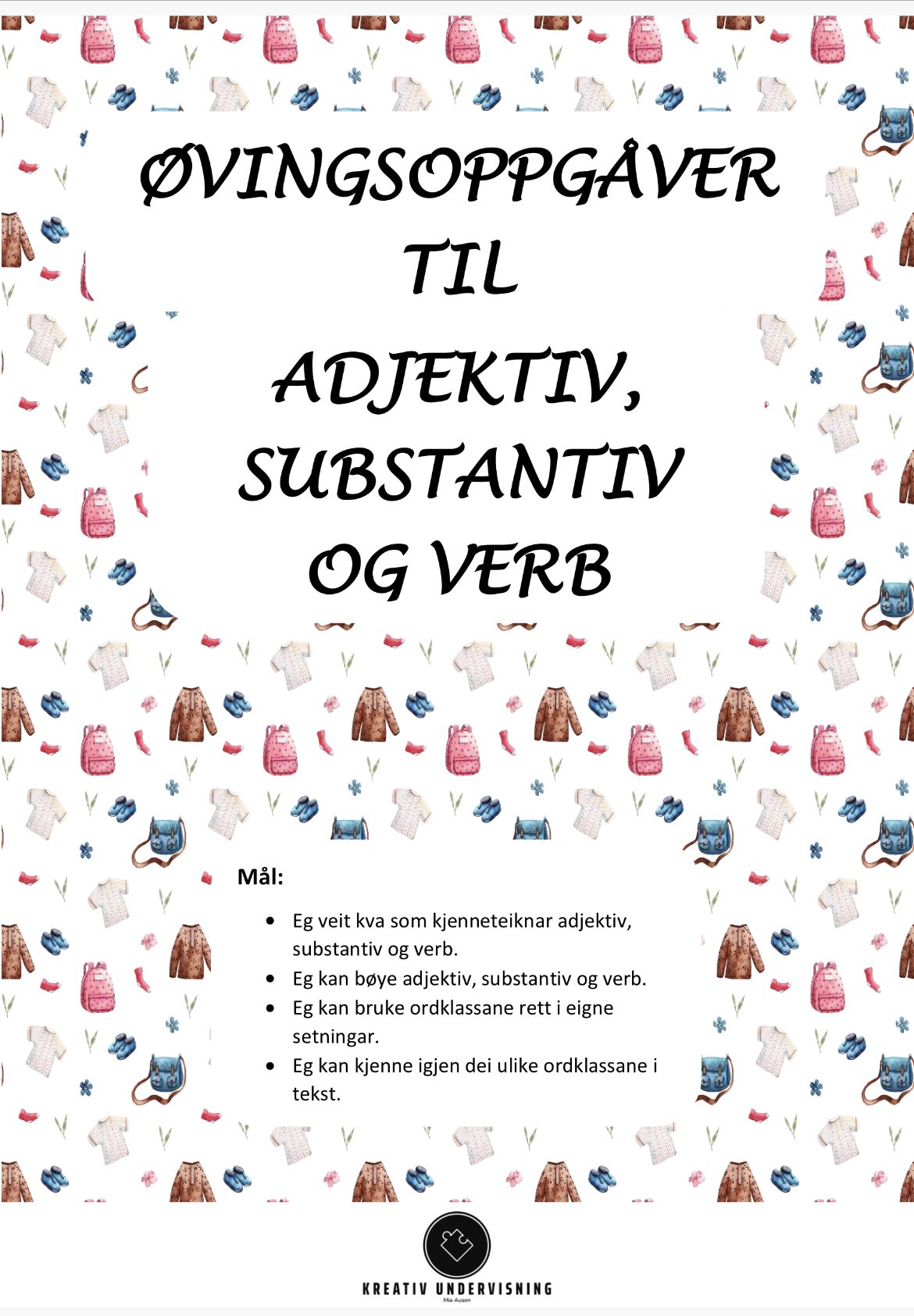 Arbeidshefte - adjektiv, substantiv og verb NN