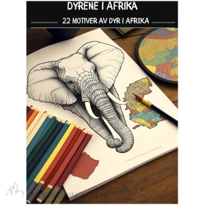 Fargelegg dyrene i Afrika – hefte med 22 sider for 1.–4. trinn