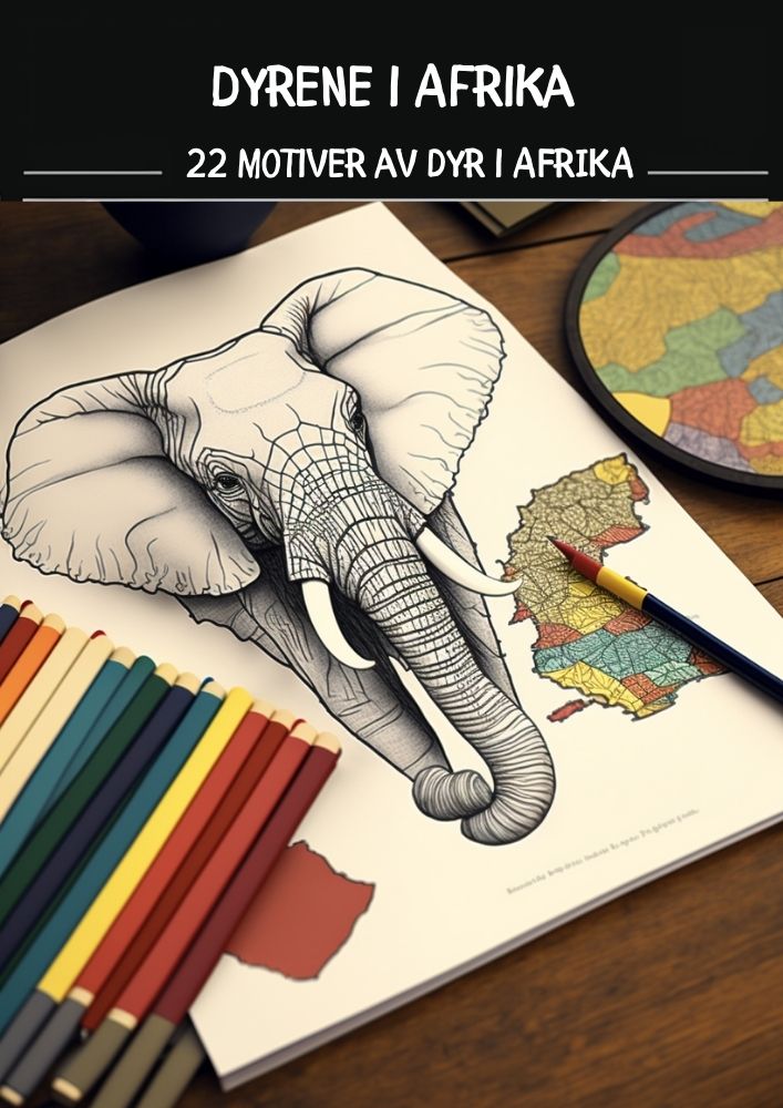 Fargelegg "dyrene i Afrika" - 22 sider