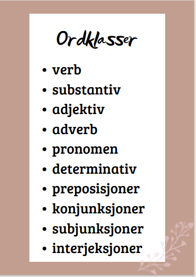 Ordklassene
