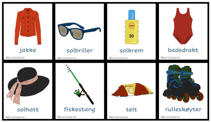Ord og begreper - Klær og fritidsutstyr - Sommer BM - Bilde 2