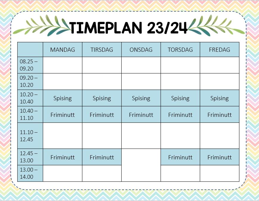 Redigerbare timeplaner - Bilde 2