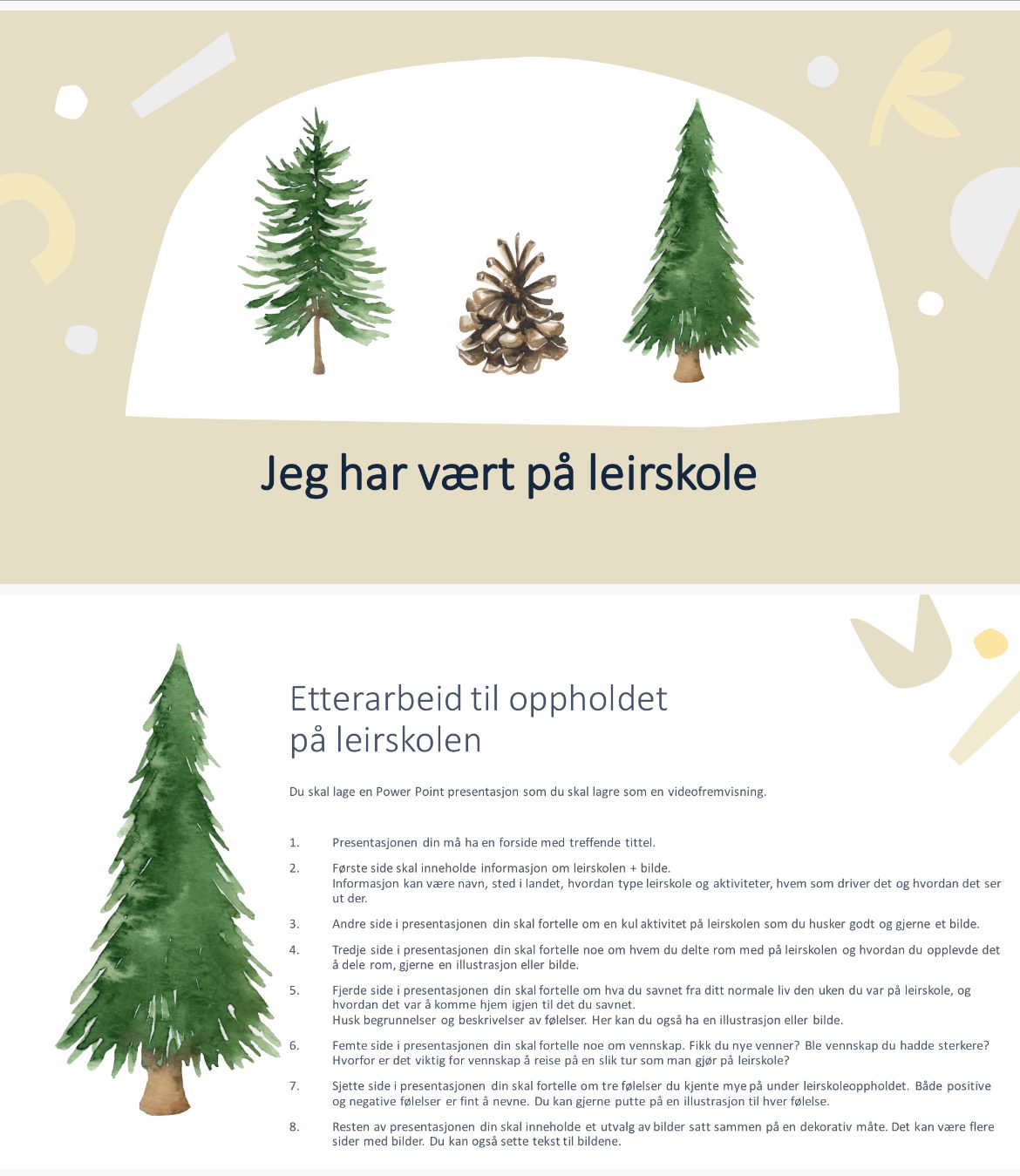 Etterarbeid til leirskole