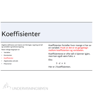 Presentasjon begreper innen algebra