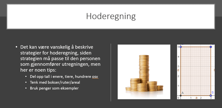 Presentasjon tallregning (hoderegningsstrategier)