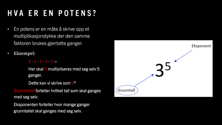 Presentasjon tallregning (potenser)