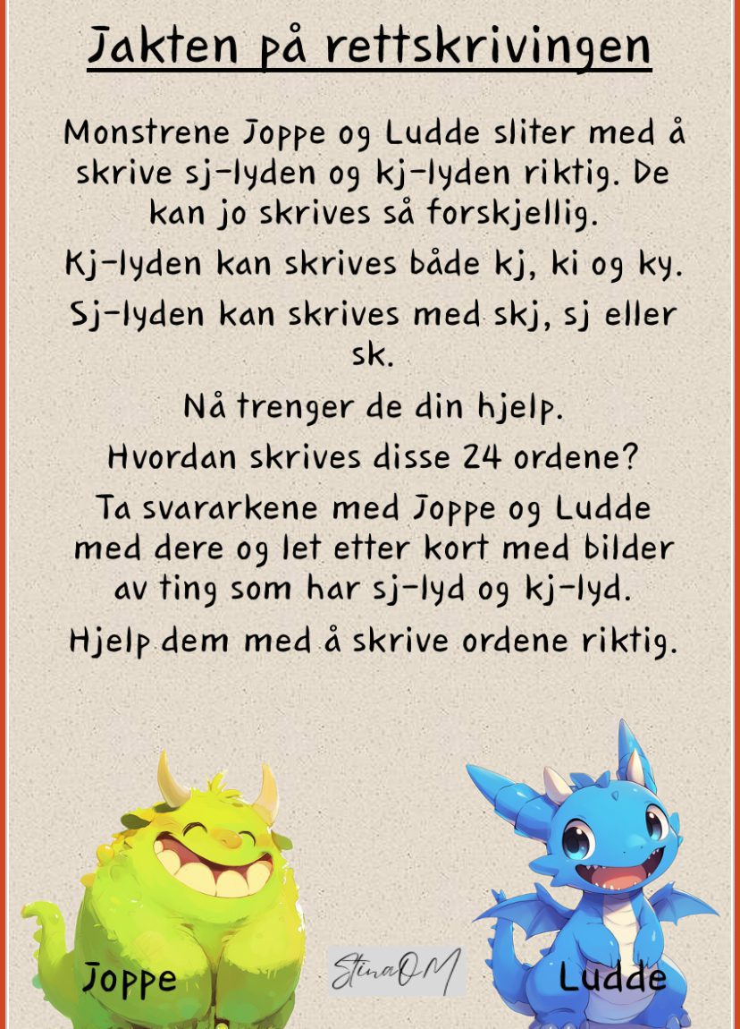 Jakten på rettskrivingen (sj-lyd og kj-lyd)