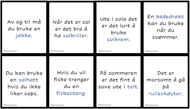 Ord og begreper - Klær og fritidsutstyr - Sommer BM - Bilde 3