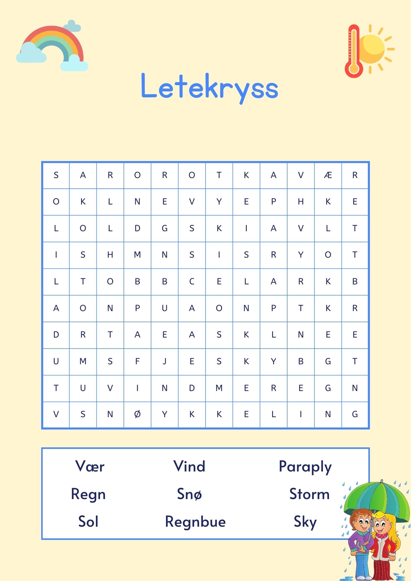 Været arbeidsark - Bilde 3