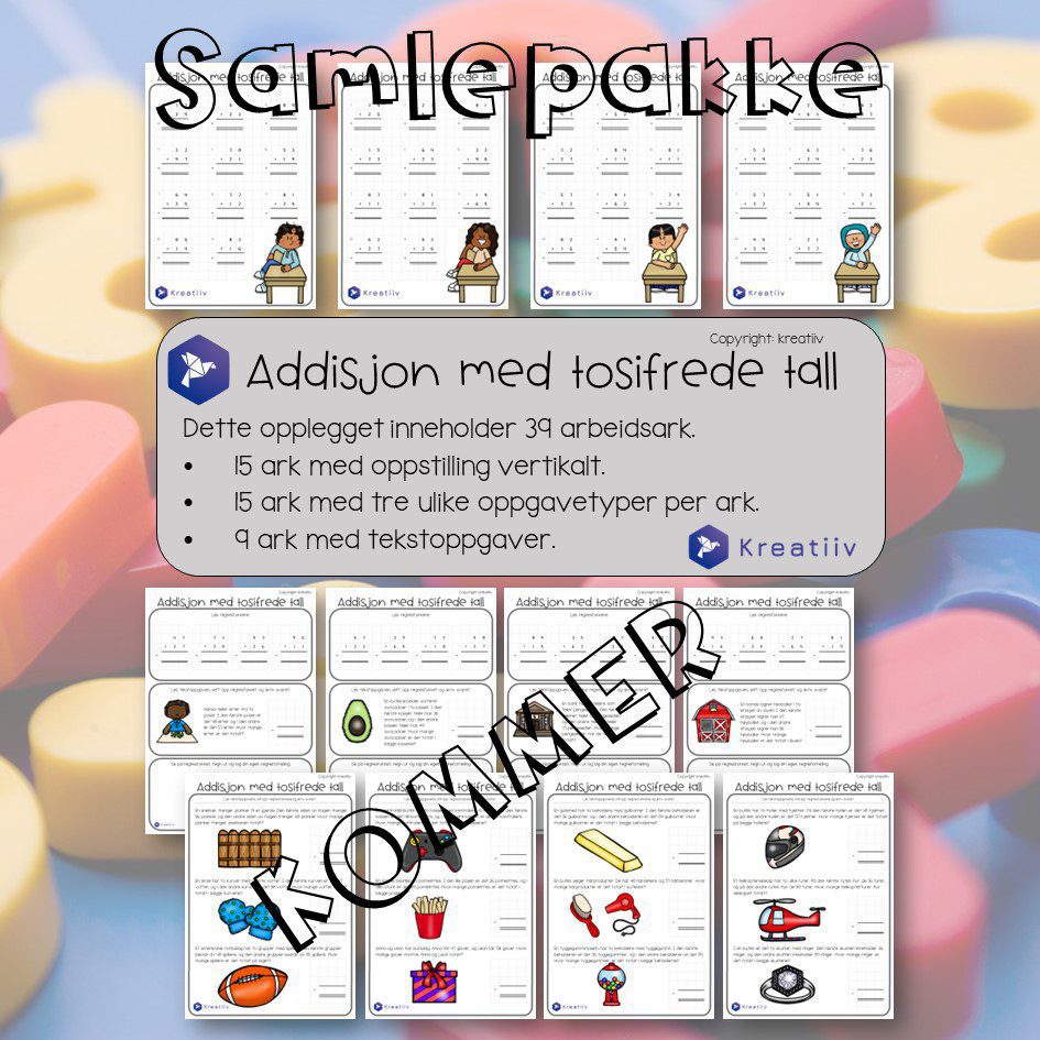 Addisjon med tosifrede tall - oppstilte regnestykker - Bilde 3