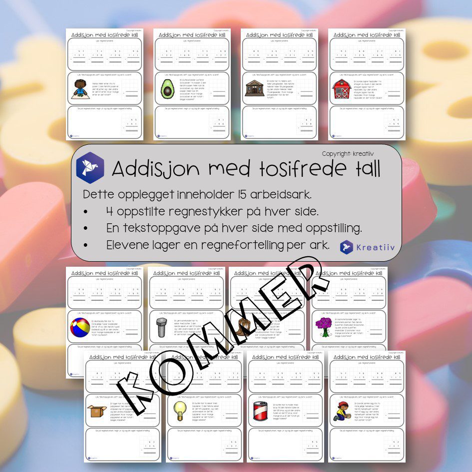 Addisjon med tosifrede tall - oppstilte regnestykker - Bilde 2