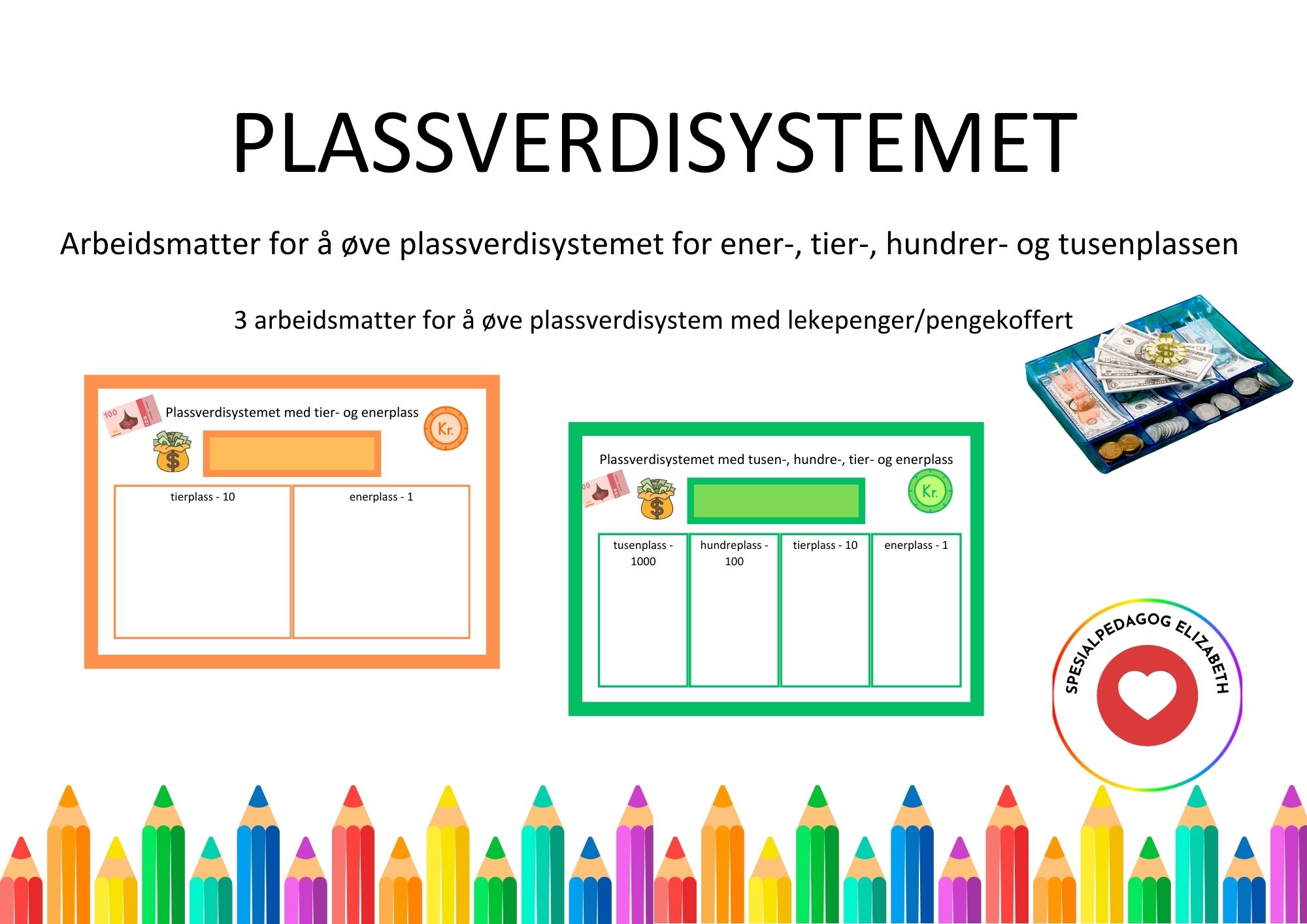 Plassverdisystem - arbeidsmatter for ener-, tier-, hundre-, og tusenplassen