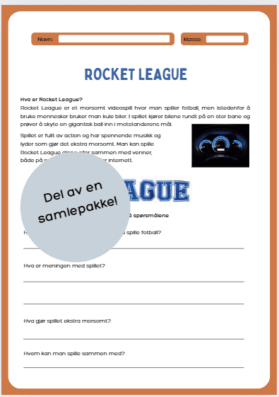Rocket League - Leseforståelse, 4 tekster med spørsmål