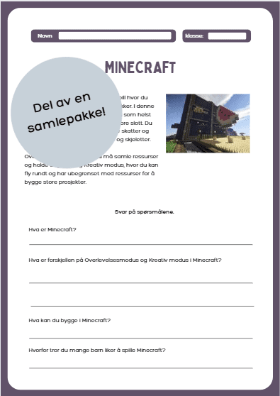 Minecraft - leseforståelse , 4 tekster med spørsmål