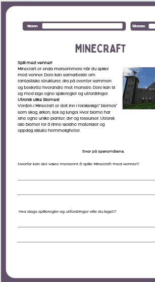 Minecraft - leseforståelse , 4 tekster med spørsmål - Bilde 3
