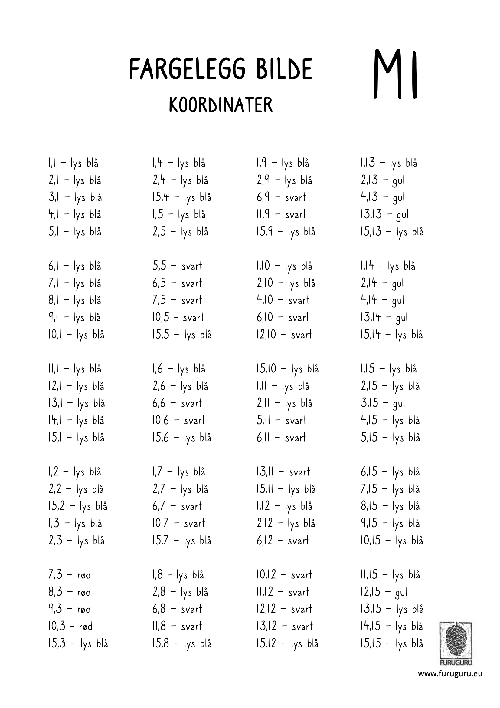 Lek med koordinatsystemet - Fargelegg bilde - 17. MAI - Bilde 5