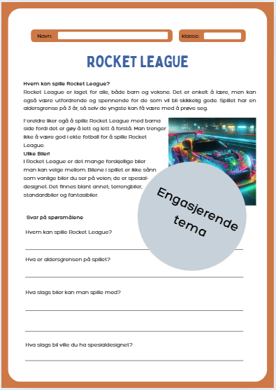 Rocket League - Leseforståelse, 4 tekster med spørsmål - Bilde 2