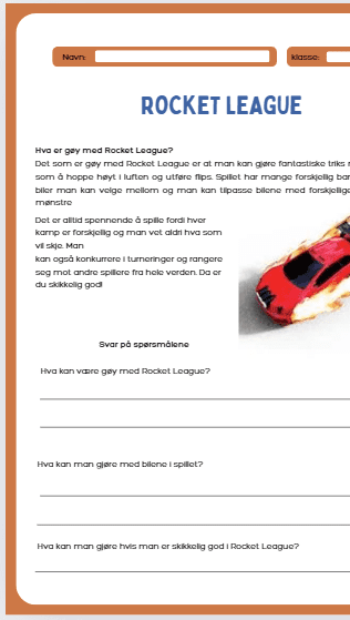 Rocket League - Leseforståelse, 4 tekster med spørsmål - Bilde 3