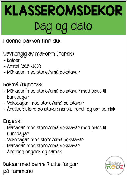 Dag og dato - klasseromsdekor - regnbue - Bilde 2