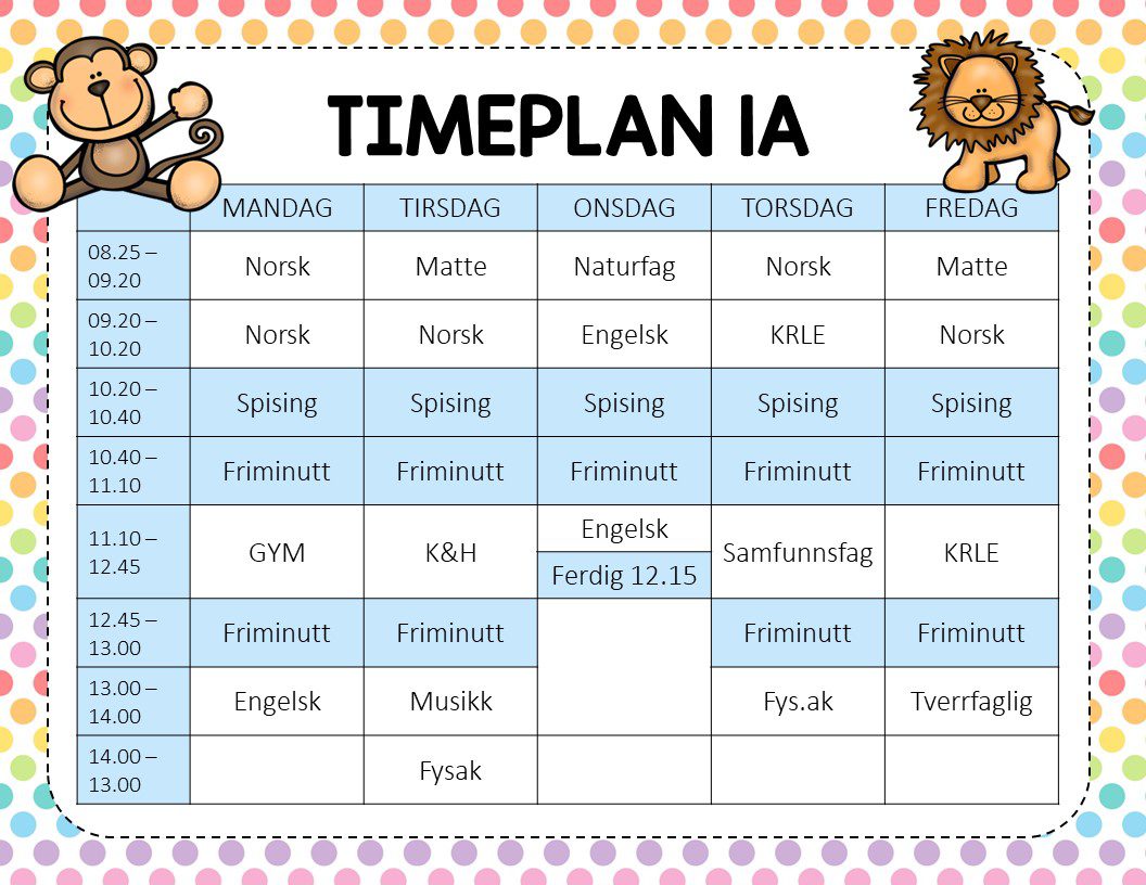 Redigerbare timeplaner 24/25 - Bilde 7
