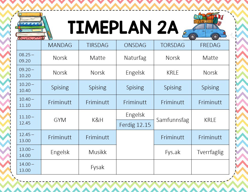 Redigerbare timeplaner 24/25 - Bilde 6