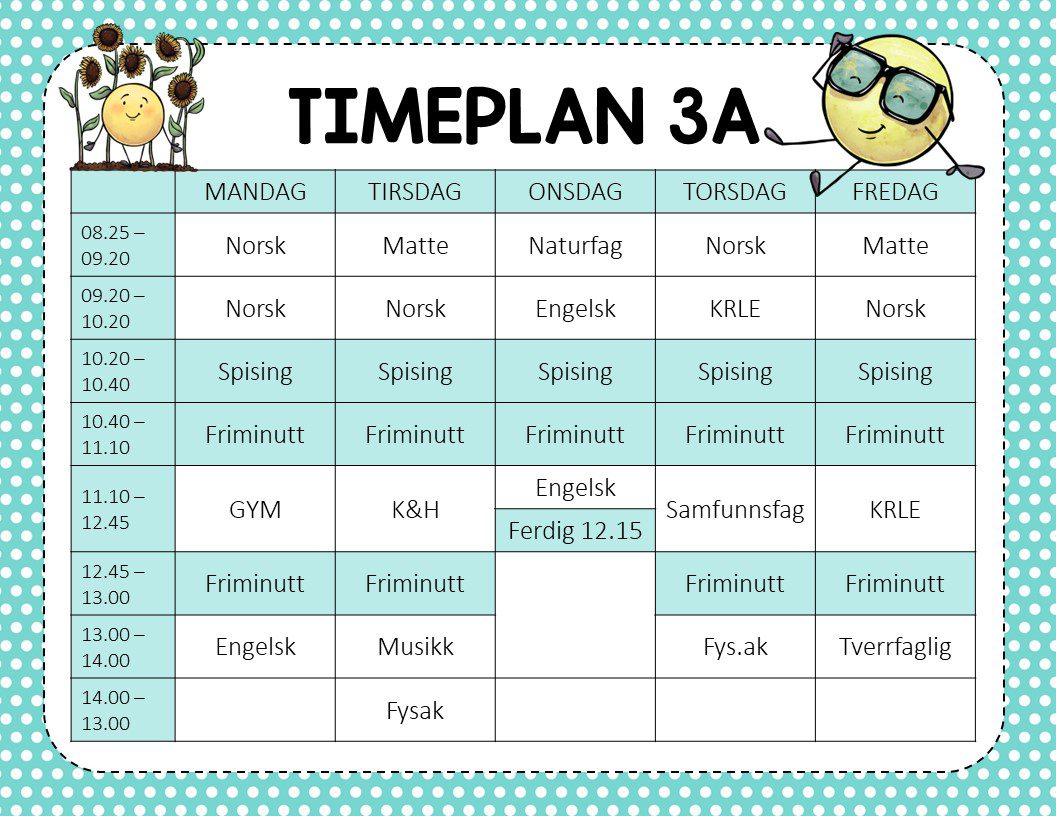 Redigerbare timeplaner 24/25 - Bilde 5