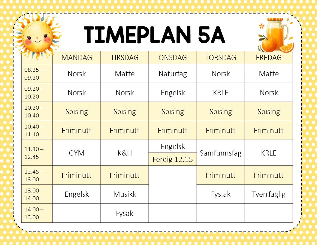 Redigerbare timeplaner 24/25 - Bilde 3