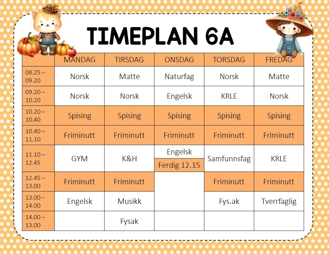 Redigerbare timeplaner 24/25 - Bilde 2