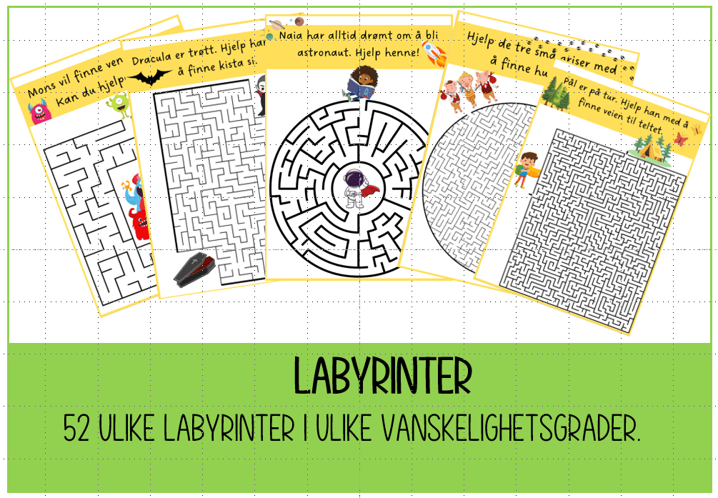52 ulike labyrinter.