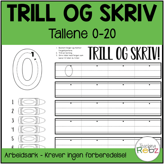 Trill og skriv - tallene 0-20 - NN og BM