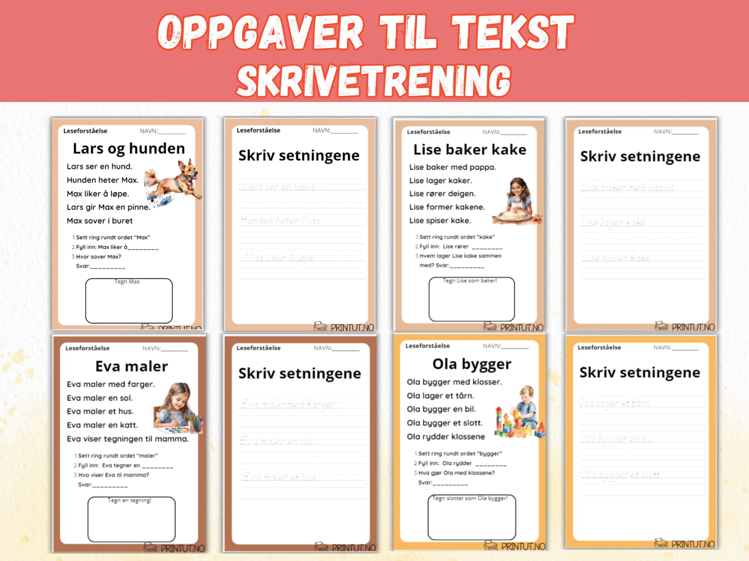 SAMLEPAKKE - lesetrening - 20 tekster/40 sider! - Bilde 3