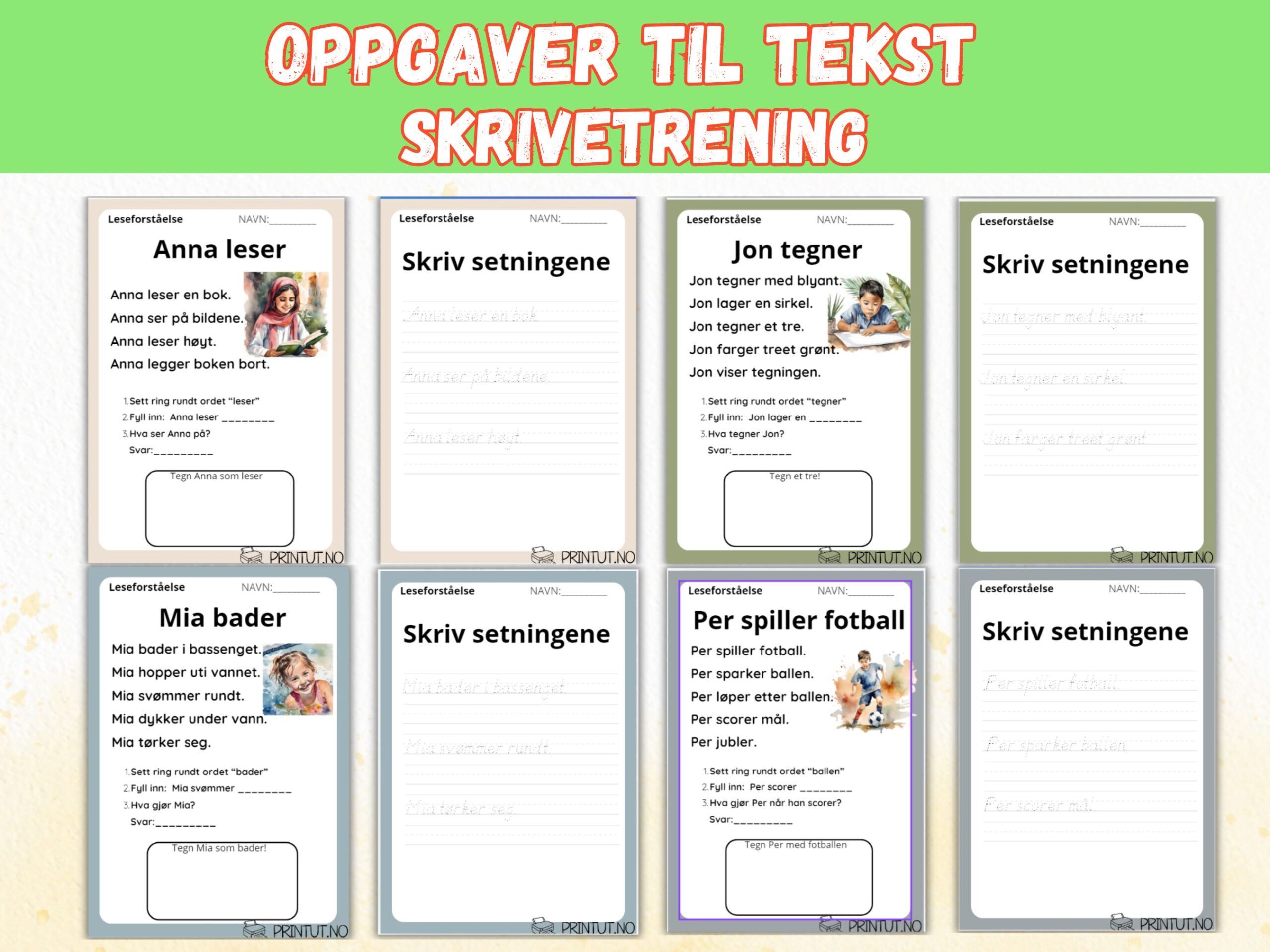 SAMLEPAKKE - lesetrening - 20 tekster/40 sider! - Bilde 5