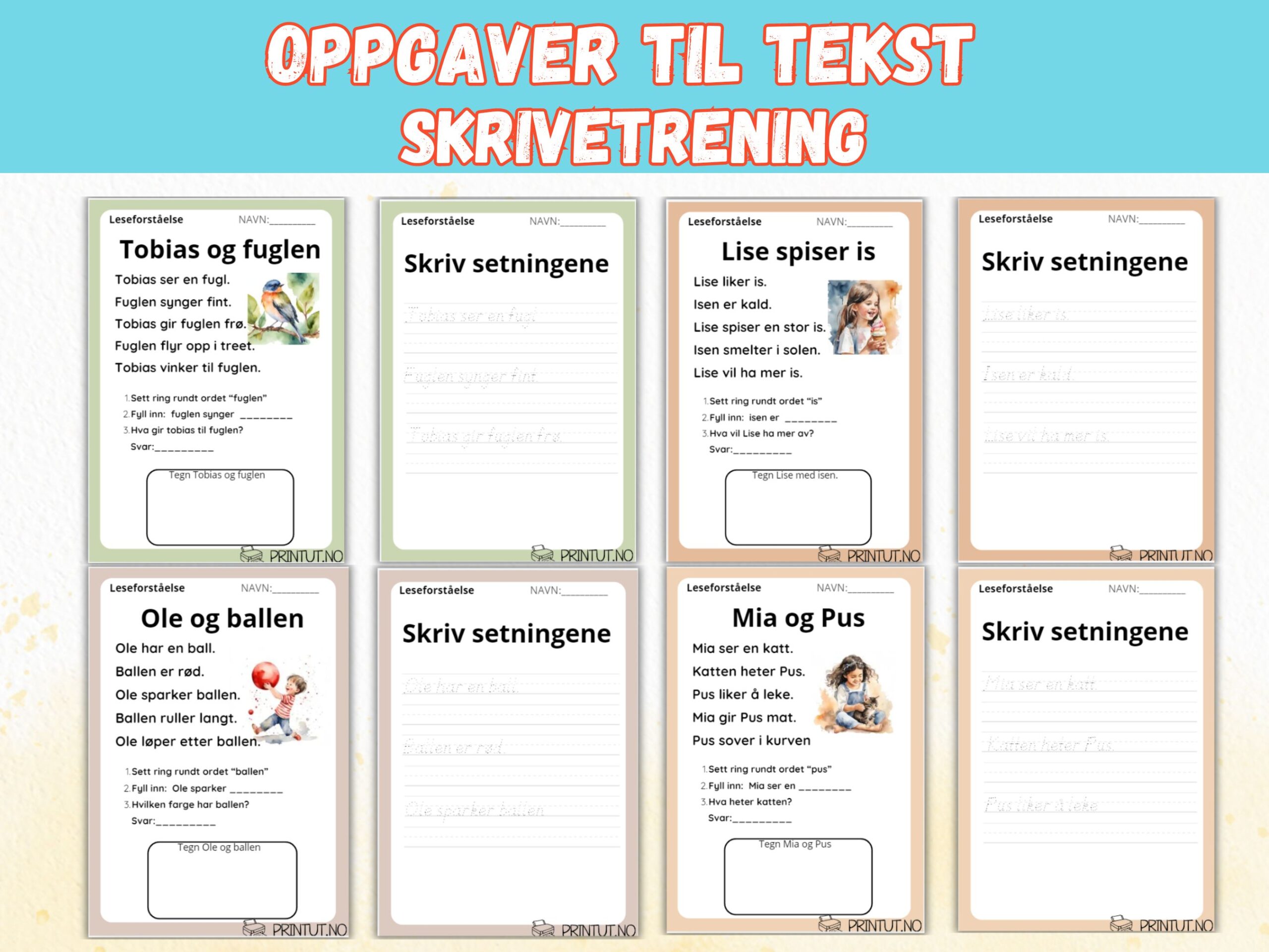 SAMLEPAKKE - lesetrening - 20 tekster/40 sider! - Bilde 6