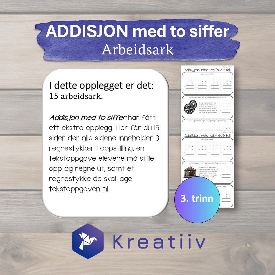Addisjon med tosifrede tall - oppstilte regnestykker og tekstoppgaver - Bilde 2