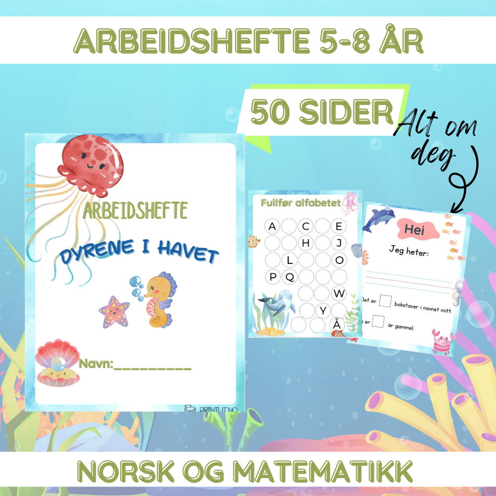 Arbeidshefte matematikk/norsk - 1./2. trinn - 50 SIDER