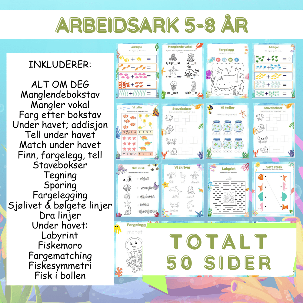Arbeidshefte matematikk/norsk - 1./2. trinn - 50 SIDER - Bilde 2
