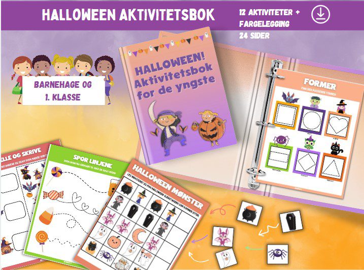 Halloween! Aktivitetsark for de yngste. Spor, match og klipp.