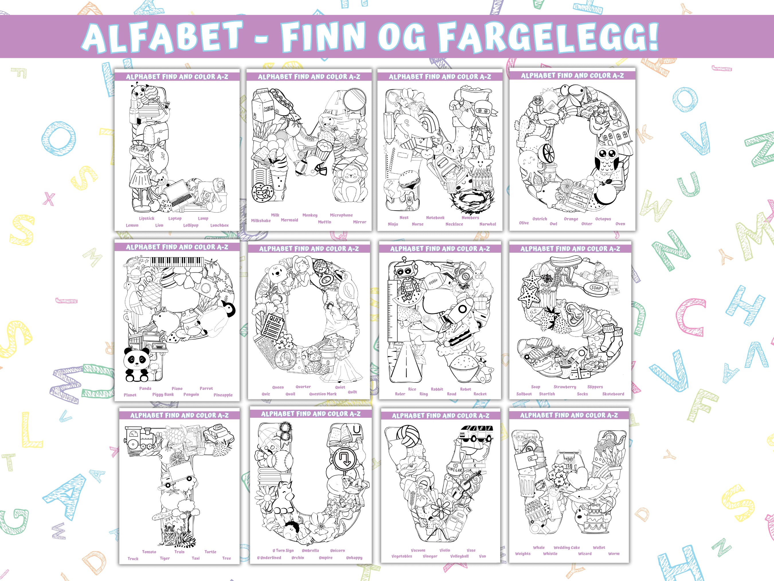 Fargelegg - engelske ord - alfabet - Bilde 3