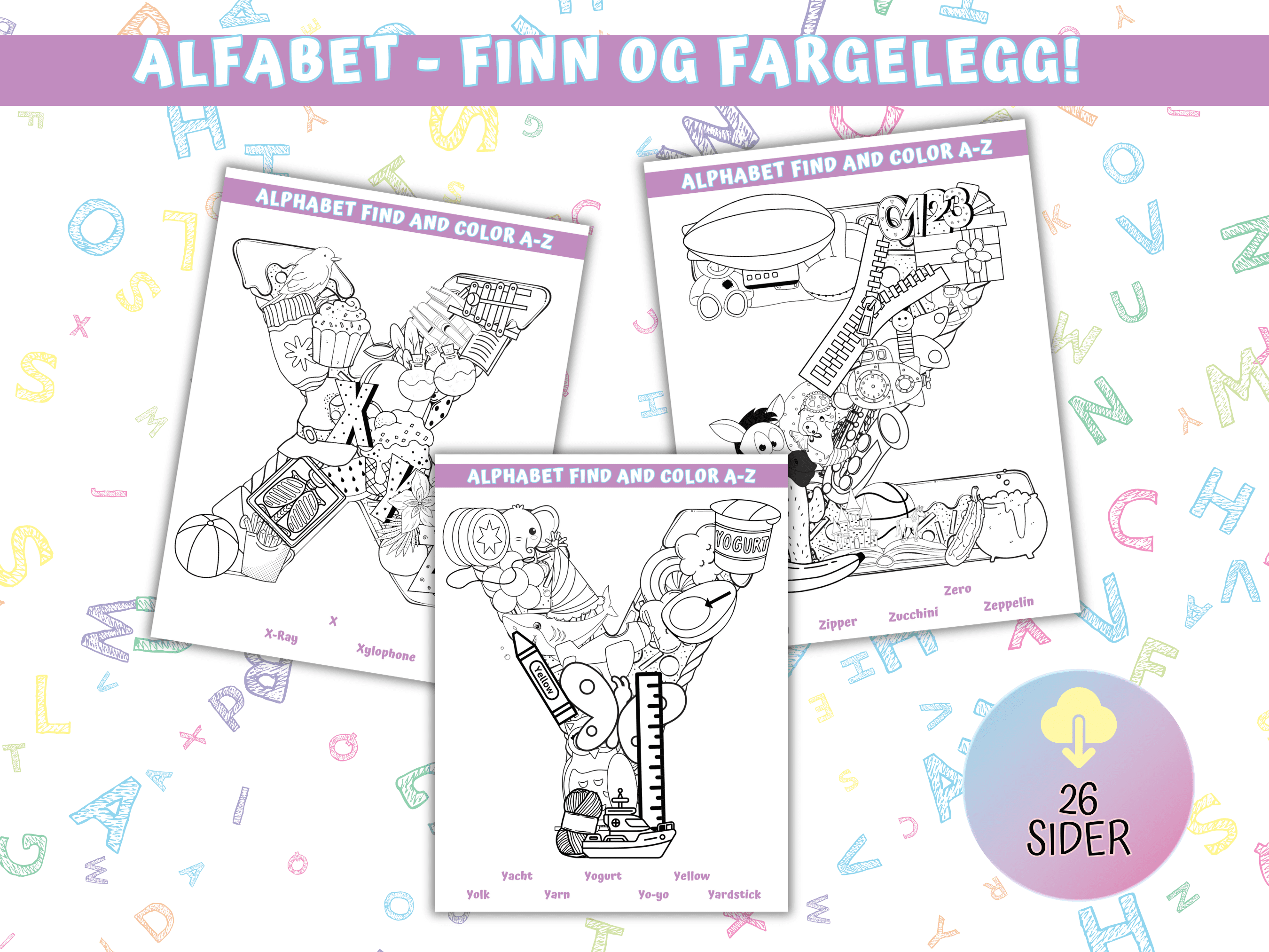 Fargelegg - engelske ord - alfabet - Bilde 4