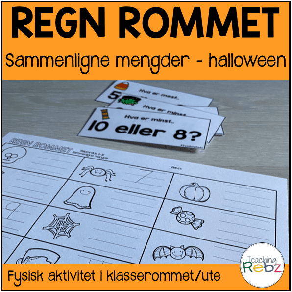 Regn rommet - Sammenligne mengder 1-10 - Halloween-tema