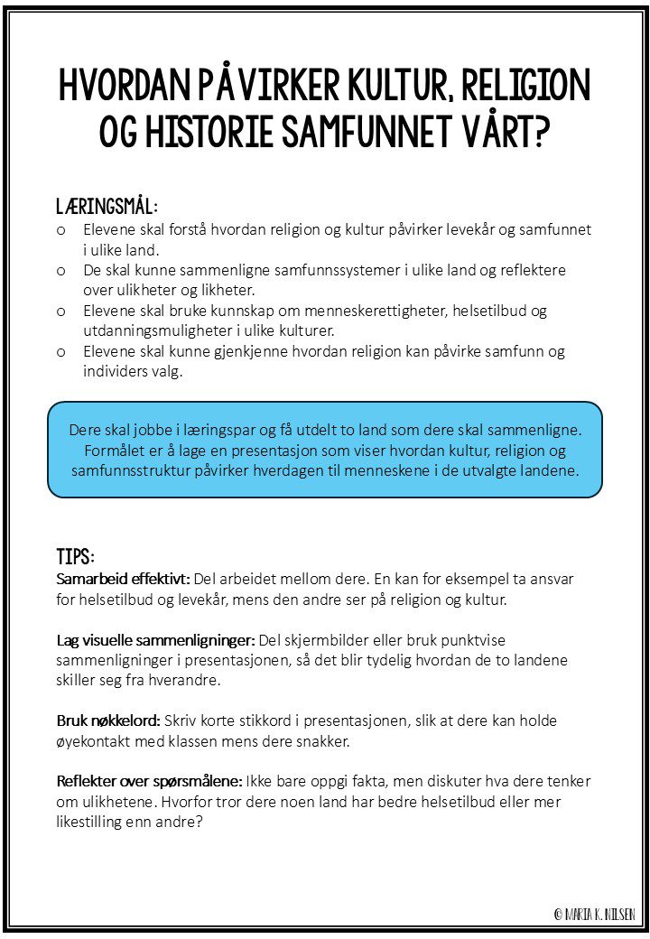 Fordypningsoppgave "Kultur, religion og historie"