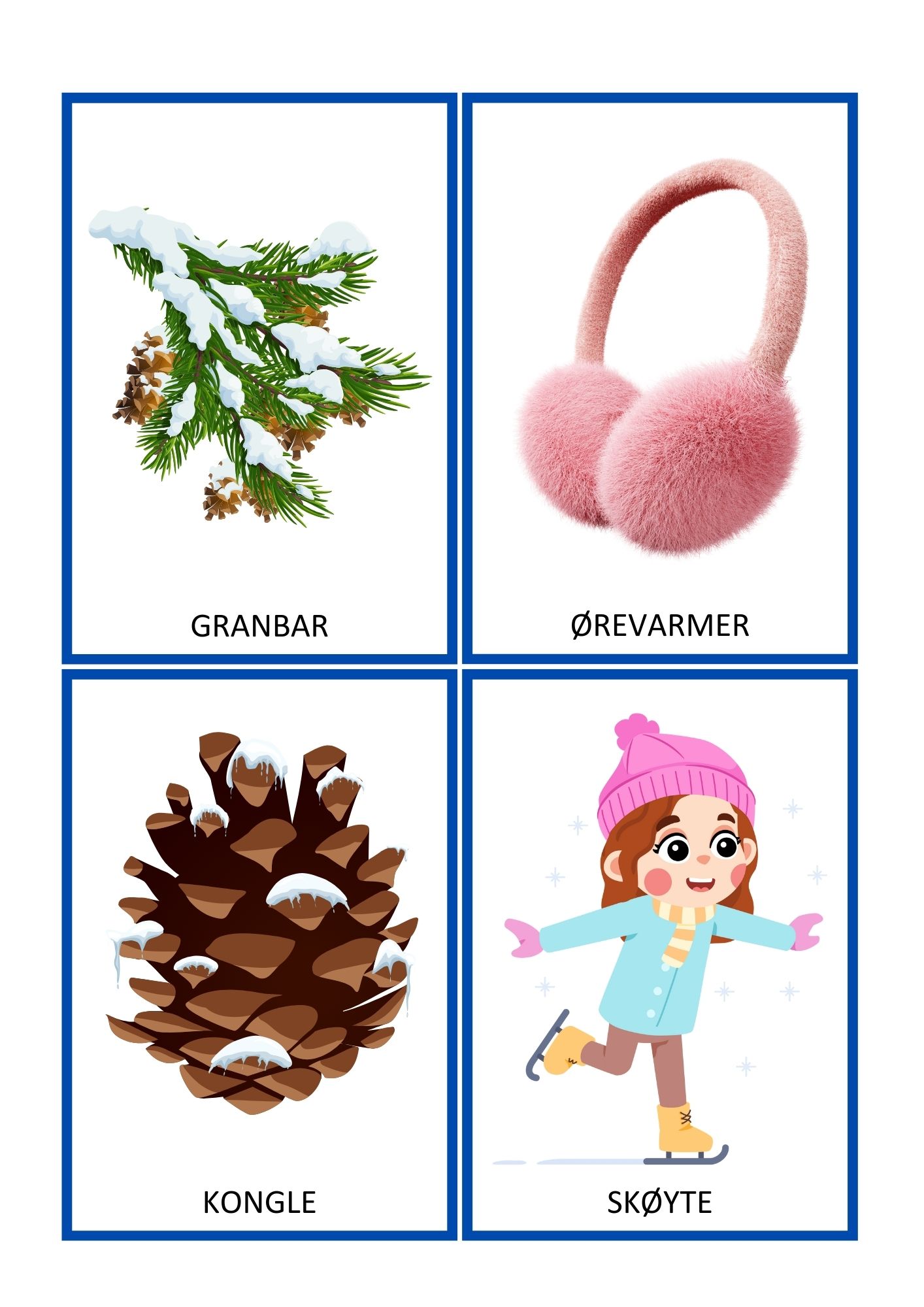 Vinter - begrepskort og memoryspill - norsk og engelsk - Bilde 3