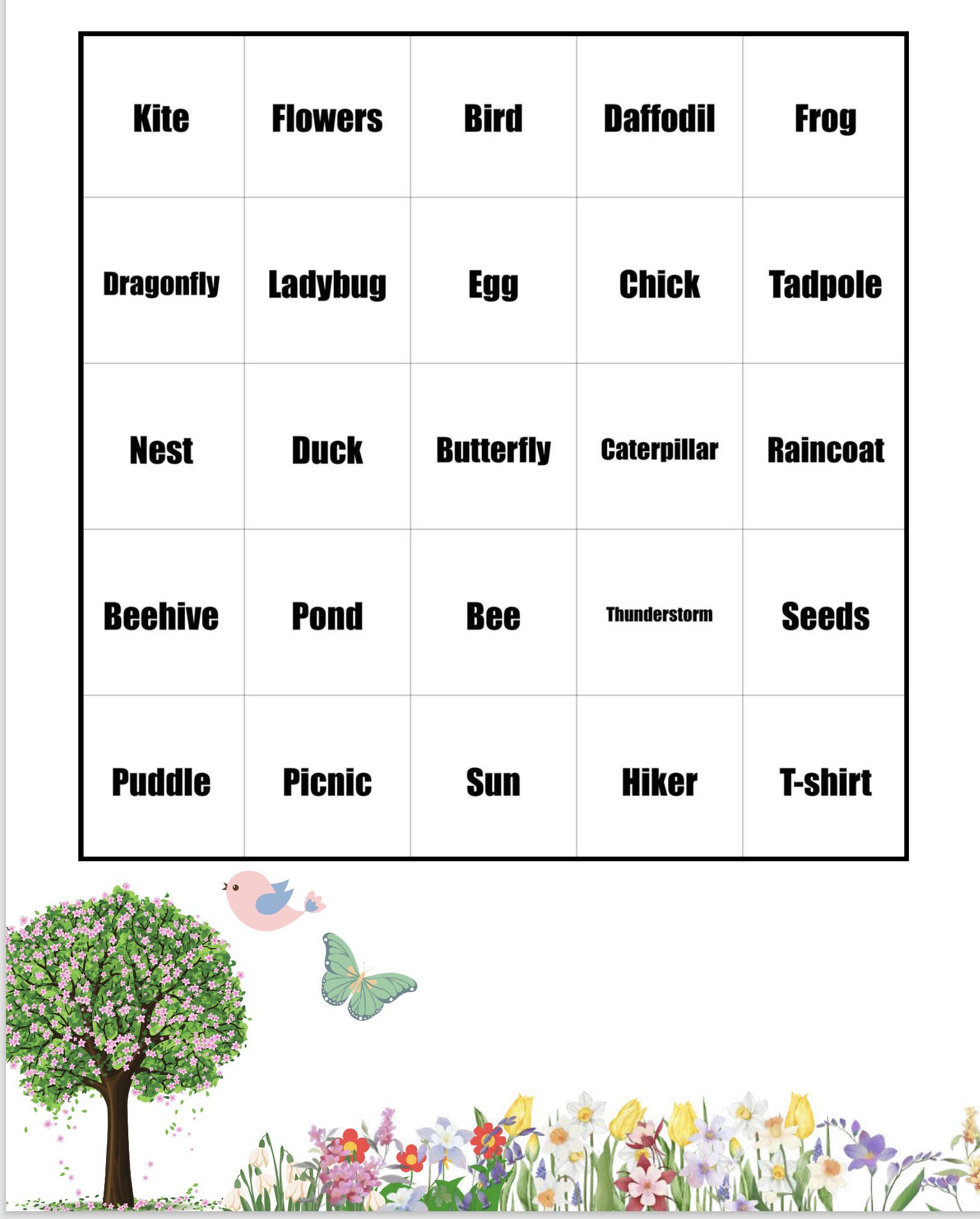 Bingobrett engelsk «spring»