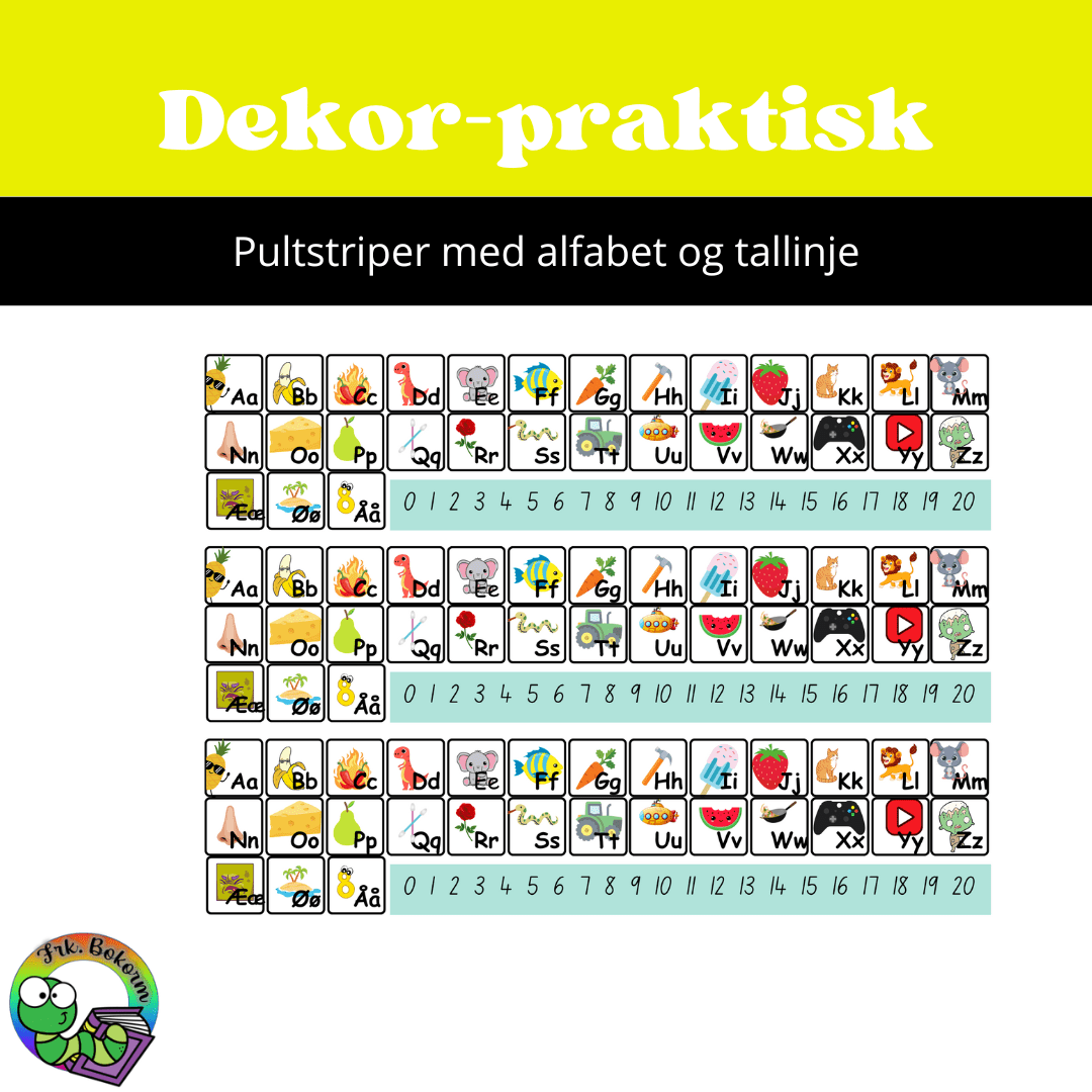Pultstripe med alfabet og tallinje1-20