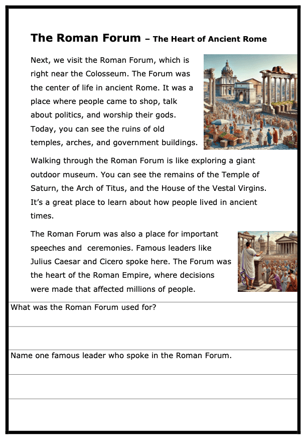 A trip to Rome - booklet - tekst m/ spørsmål - ca 5.-7.trinn - Bilde 4