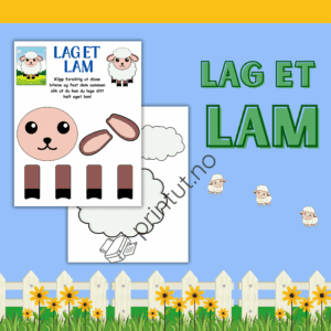 Klippeark med deler som barna klipper ut og setter sammen til et lam.