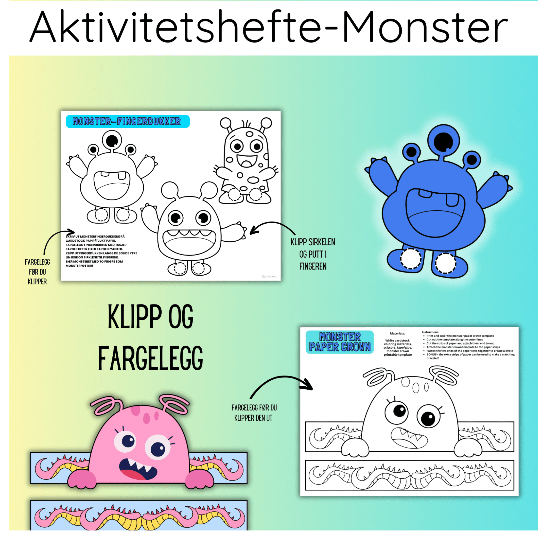 Aktivitetspakke med monster- og dinosaurtema! - Bilde 3