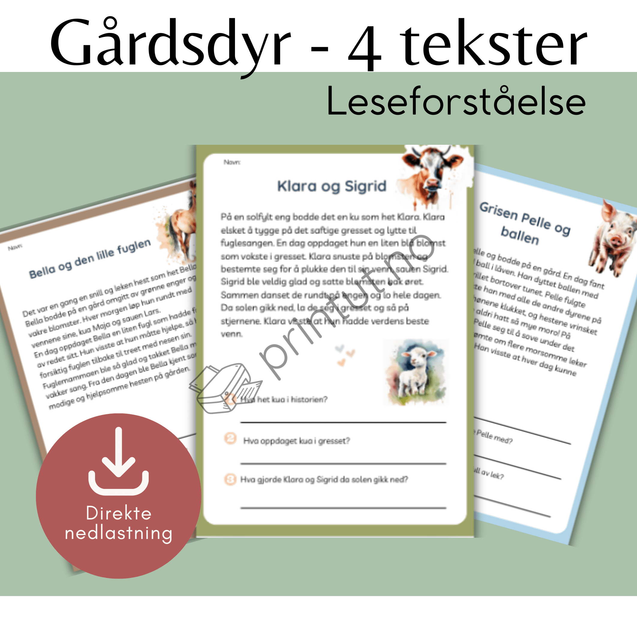 Leseforståelse- Gårdsdyr
