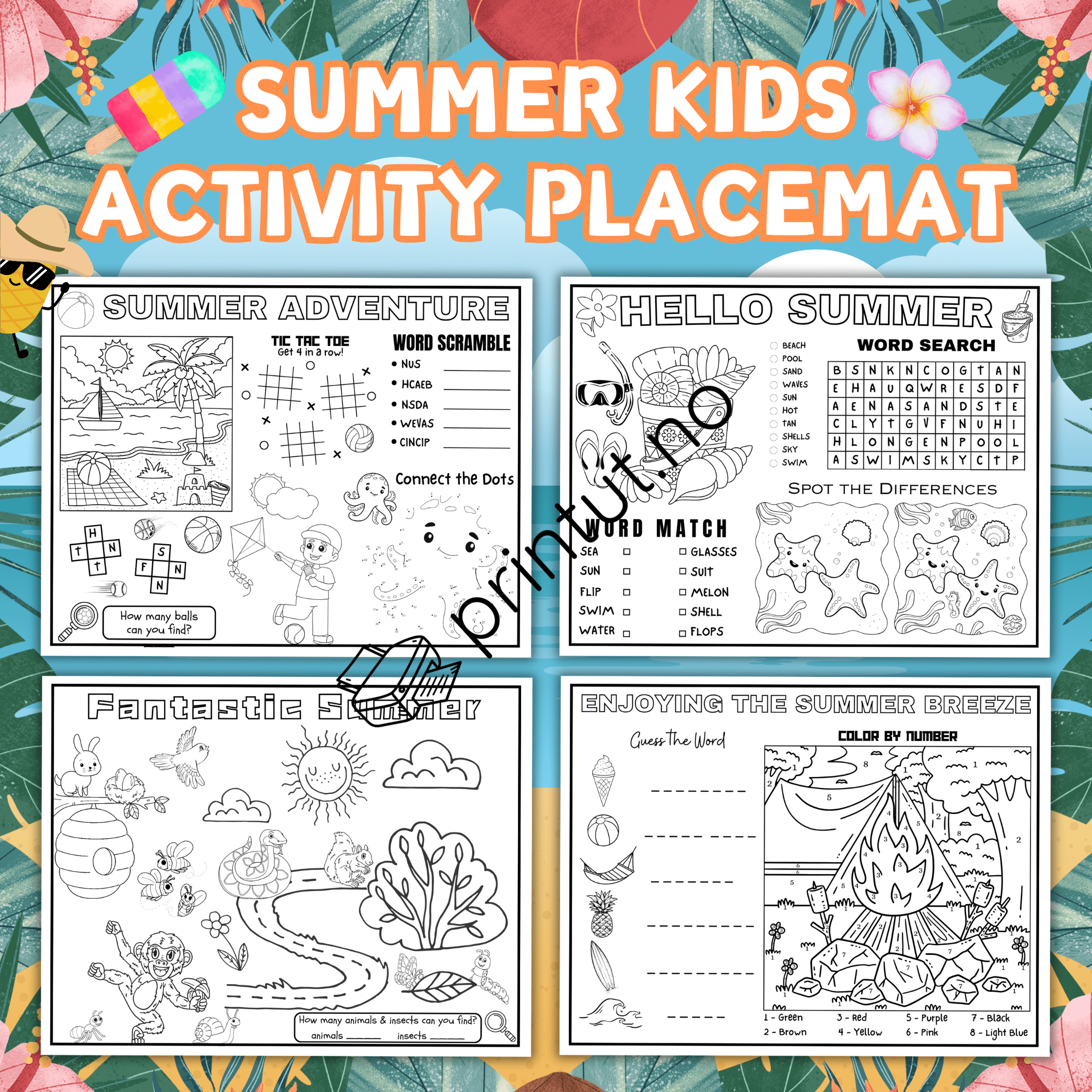 Summer activity placemats - Bilde 2